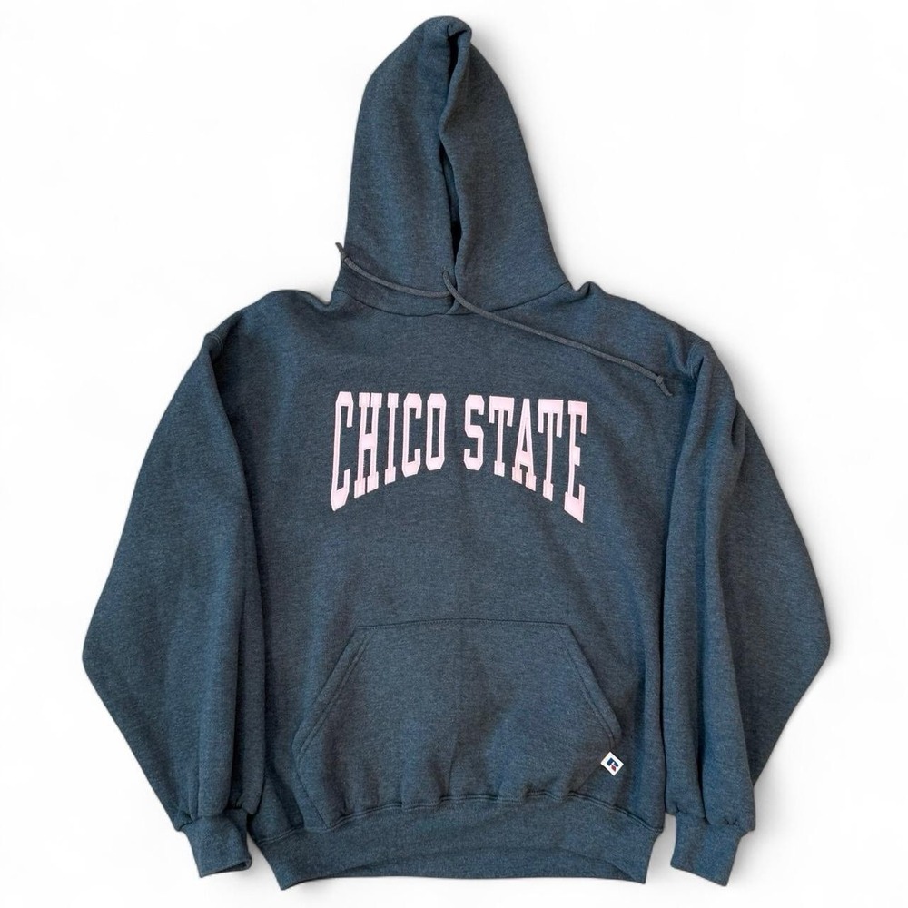 Vintage Russell Athletic Chico State Gray Pullover Hoodie Women's Large 90s Y2K